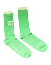 Dolce & Gabbana Green DG Logo Mid Calf Men Nylon Socks -   -  Dolce & Gabbana.